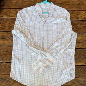 Peter Millar Orange and Blue Checked Casual Button-Down Shirt